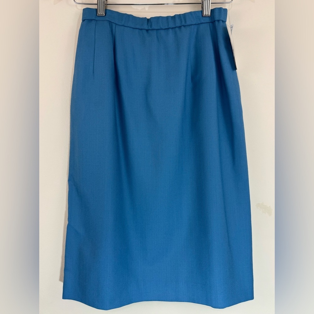 Pendleton 100% Wool Herringbone Skirt Suit Set Blazer & Skirt Blue NWT Size 6P - Picture 7 of 11